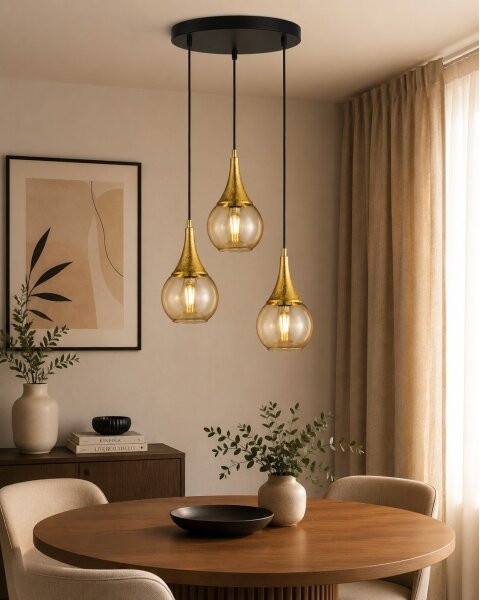 Lustr na lanku LACRIMA HONEY 3xE27/60W/230V pr. 30 cm