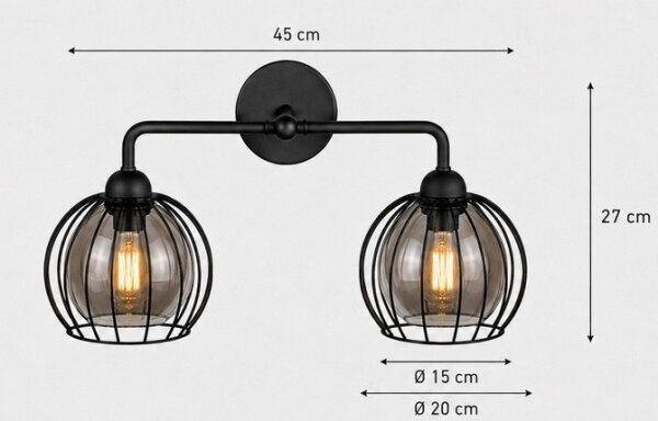 Nástěnné svítidlo SOLO BLACK 2xE27/60W/230V