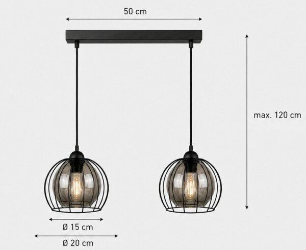 Lustr na lanku SOLO BLACK 2xE27/60W/230V
