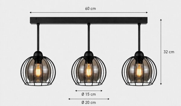 Přisazený lustr SOLO BLACK 3xE27/60W/230V