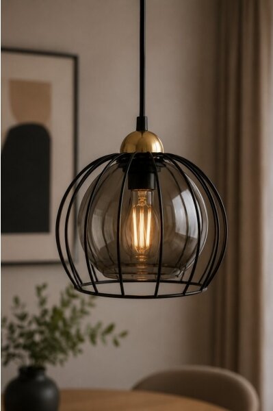 Lustr na lanku SOLO BLACK 1xE27/60W230V černá/zlatá