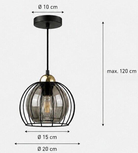Lustr na lanku SOLO BLACK 1xE27/60W230V černá/zlatá