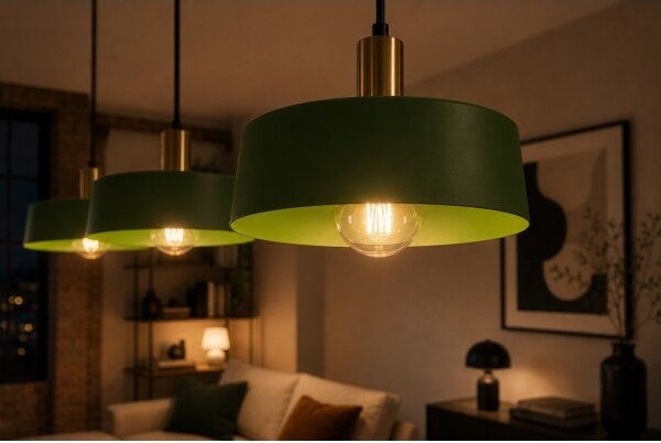 Lustr na lanku HAKI 3xE27/60W/230V zelená/černá/lesklý chrom