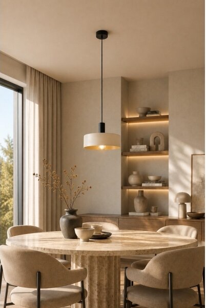 Lustr na lanku LATTE 1xE27/60W/230V béžová/černá