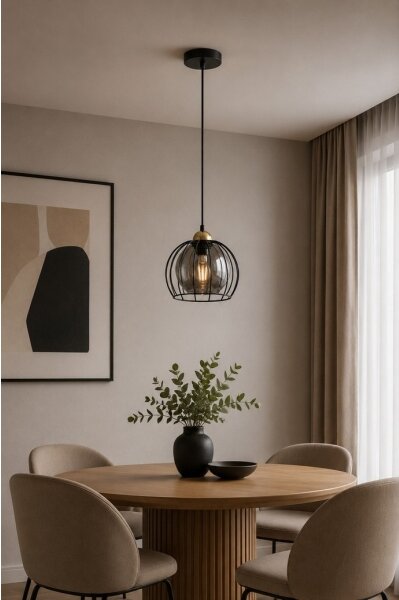 Lustr na lanku SOLO BLACK 1xE27/60W230V černá/zlatá