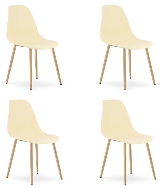 Židle WAT krémová / nohy z přírodního materiálu x 4