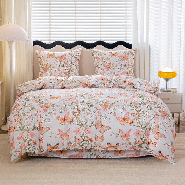 Povlečení z mikrovlákna ORANGE BUTTERFLY bílé Rozměr povlečení: 70 x 80 cm | 140 x 200 cm