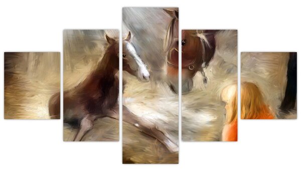 Obraz - Vítej na světě, hříbátko (125x70 cm)