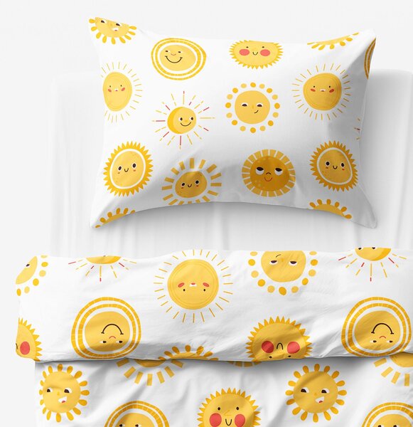 Goldea dětské bavlněné povlečení - usměvavá sluníčka 150 x 200 a 50 x 60 cm