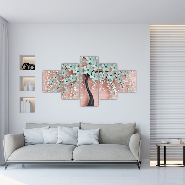 Obraz - Pastelově modré květy (125x70 cm)