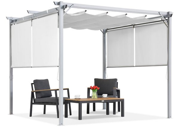 Bílá terasová pergola s roletami La Palma 3x3 Garden Point