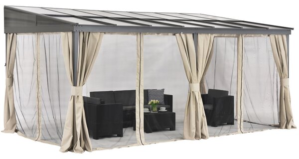Hliníková terasová stříška 3 x 6 m Tarragona Premium Garden Point béžová