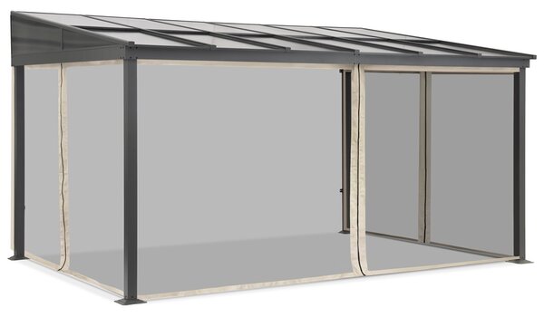 Hliníkový přístřešek na terasu 3 x 6 m Tarragona s moskytiérou Garden Point béžový