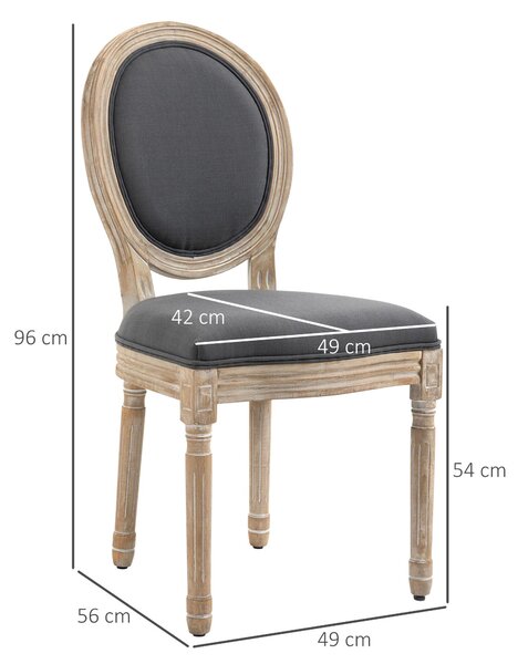 HOMCOM, sada 2 jídelních židlí, kuchyňská židle s ratanovým opěradlem, povrchová úprava Linen-Touch