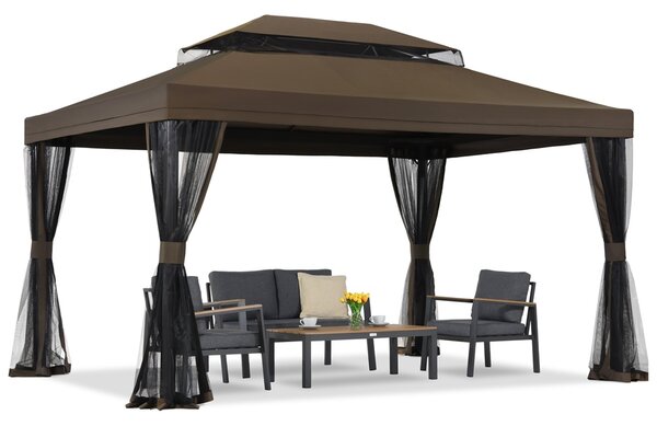 Hnědý zahradní pavilon s moskytiérou Valencia 3x4 m Garden Point