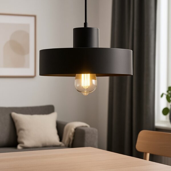Nordic Design Černé kovové závěsné světlo Mayen 25 cm