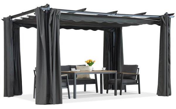 Pergola na terasu Barbados 3x3 m s antracitovými závěsy Garden Point