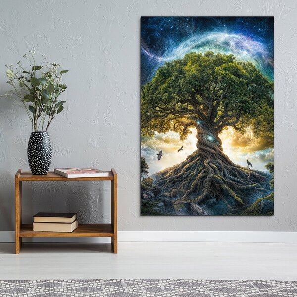 DUBLEZ | Dřevěný obraz stromu života - Yggdrasil | UV tisk, Premium