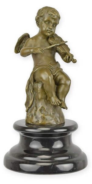 Bronzová socha - Putto hrající na housle anděl