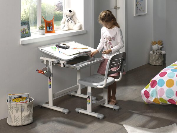 Rostoucí psací stůl se židlí Comfort - šedý