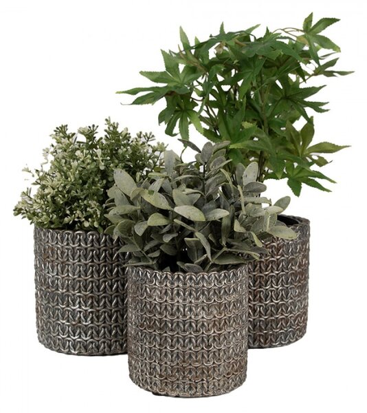 Kameninový květináč v designu pletiva S – 11 x 12 cm