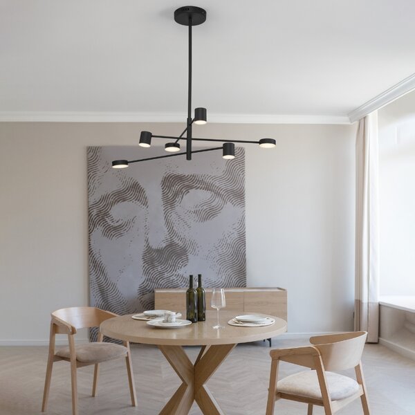 Černé kovové závěsné světlo Nova Luce Nordik 100 cm