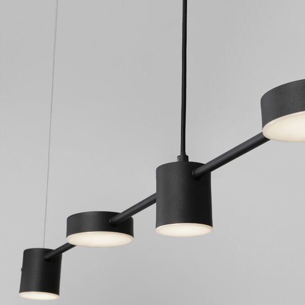 Černé kovové závěsné světlo Nova Luce Nordik 127 cm