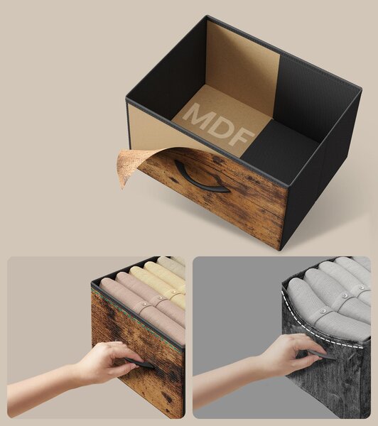 SONGMICS, stojan na oblečení 3 v 1 s 5 zásuvkami a věšákovou tyčí, rozměry 96,2 x 30 x 117,7 cm, barva: hnědá