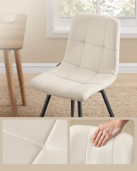 VASAGLE jídelní židle, set 2 kusů, otočné o 360°, ergonomická sametová židle, rozměry 43 x 52 x 83 cm, béžová barva