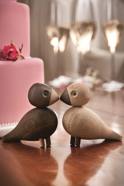 Dřevění ptáčci Lovebirds Oak Wood – set 2 ks