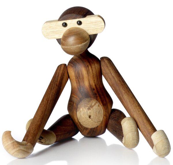 Dřevěná opička Monkey Small Teak Limba 20 cm