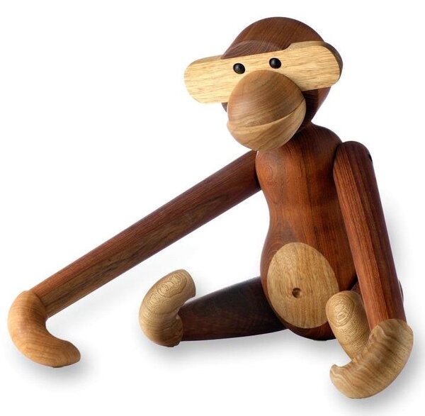 Dřevěná opička Monkey Small Teak Limba 20 cm