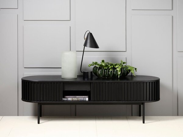 Černý TV stolek v dekoru dubu 48x160 cm Siena – Unique Furniture