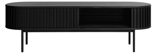 Černý TV stolek v dekoru dubu 48x160 cm Siena – Unique Furniture