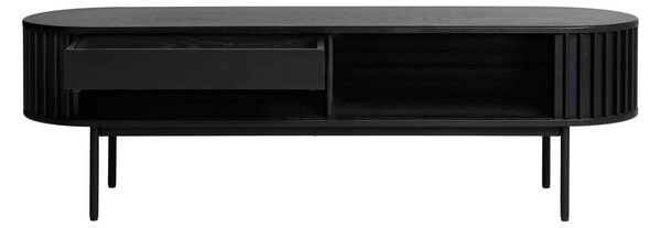 Černý TV stolek v dekoru dubu 48x160 cm Siena – Unique Furniture