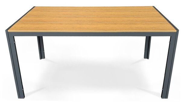Zahradní stůl METRAXO — 150x90 cm, kov, polywood, hnědá