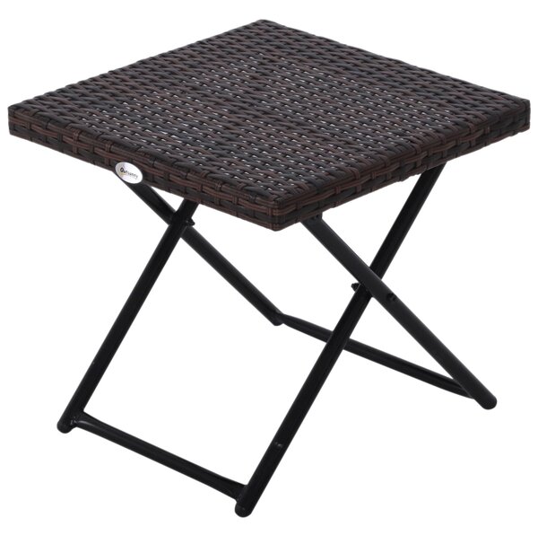 Polyratanový odkládací stolek skládací 40 x 40 x 40 cm | hnědý
