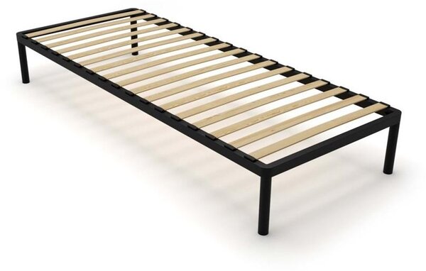Rám postele BED ALU 80x200, kovový, s dřevěnými lamelami, moderní design, černá barva