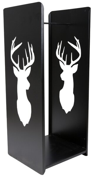 Kovový stojan na dřevo Deer, 40x100 cm, černá