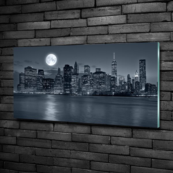 Foto obraz sklo tvrzené New York noc osh-78010897