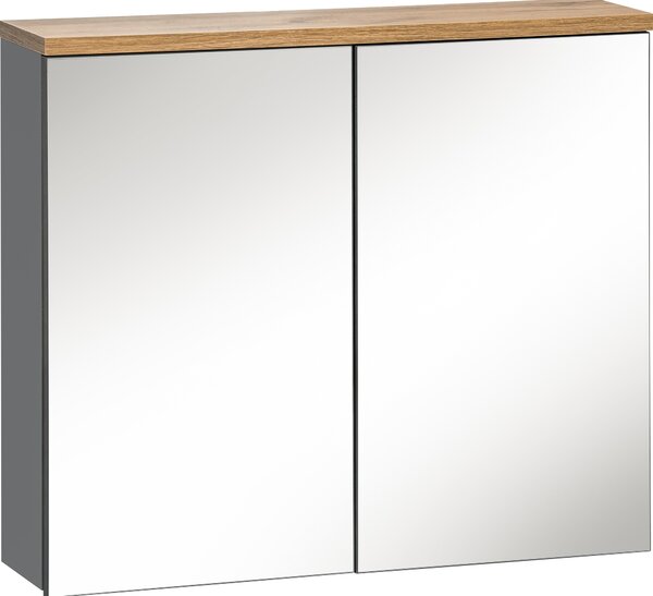 Koupelnová skříňka se zrcadlem 60 cm závěsná šedá 2 dveře moderní