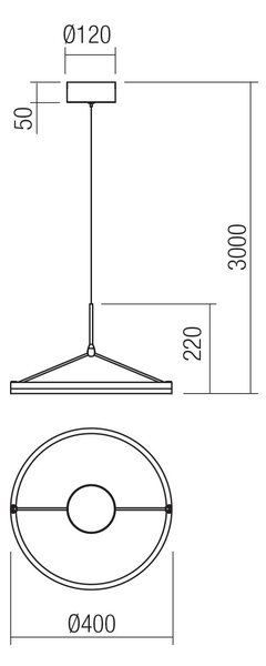 Redo Závěsné LED svítidlo ORBIT B ø 40 cm, 3000K Barva: Černá, Stmívání, řízení: TRIAC