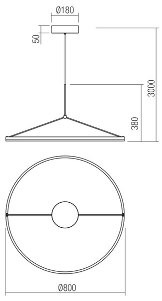 Redo Závěsné LED svítidlo ORBIT B ø 80 cm, 3000K Barva: Bronzová, Stmívání, řízení: TRIAC