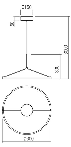 Redo Závěsné LED svítidlo ORBIT B ø 60 cm, 3000K Barva: Bronzová, Stmívání, řízení: TRIAC