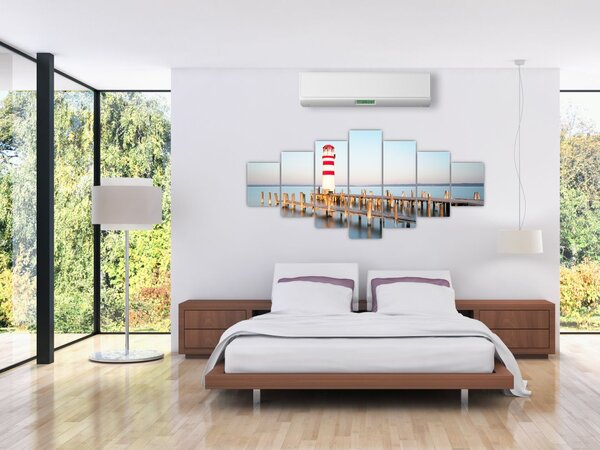 Obraz majáku za úsvitu (210x100 cm)