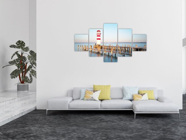 Obraz majáku za úsvitu (125x70 cm)