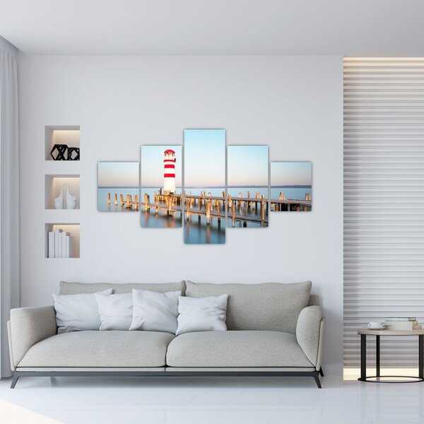 Obraz majáku za úsvitu (125x70 cm)