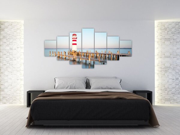 Obraz majáku za úsvitu (210x100 cm)