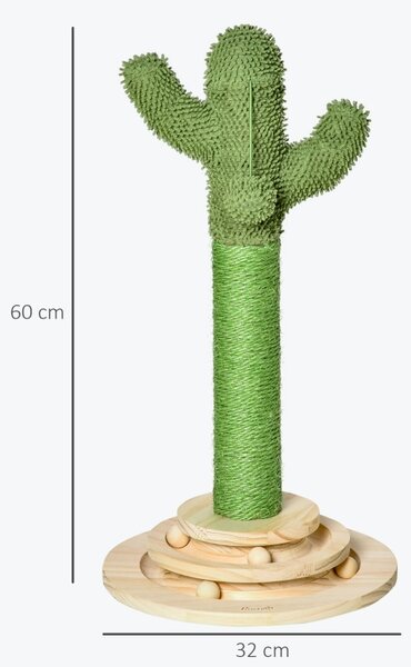 Škrabadlo pro kočky, vzhled kaktus, zelené, 60 cm D30-453