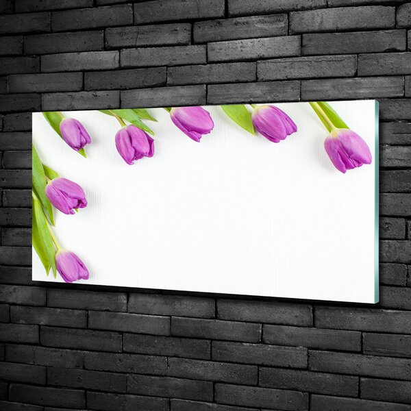 Moderní skleněný obraz z fotografie Fialové tulipány osh-78573099